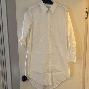 New York & Company Long Crisp White Button Down Shirt